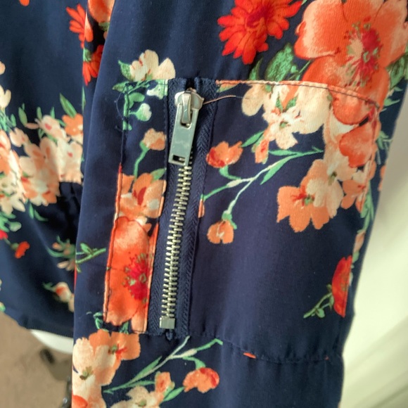 Bright Navy floral Love Tree bomber - Picture 6 of 10